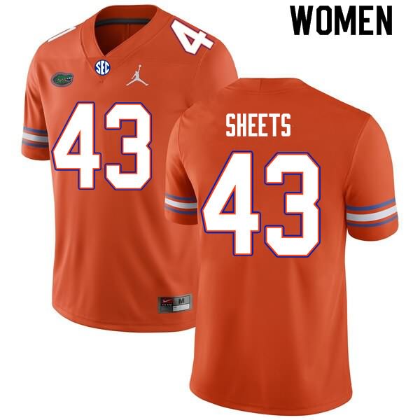NCAA Florida Gators Jake Sheets Women's #43 Nike Orange Stitched Authentic College Football Jersey ZMR2464CX